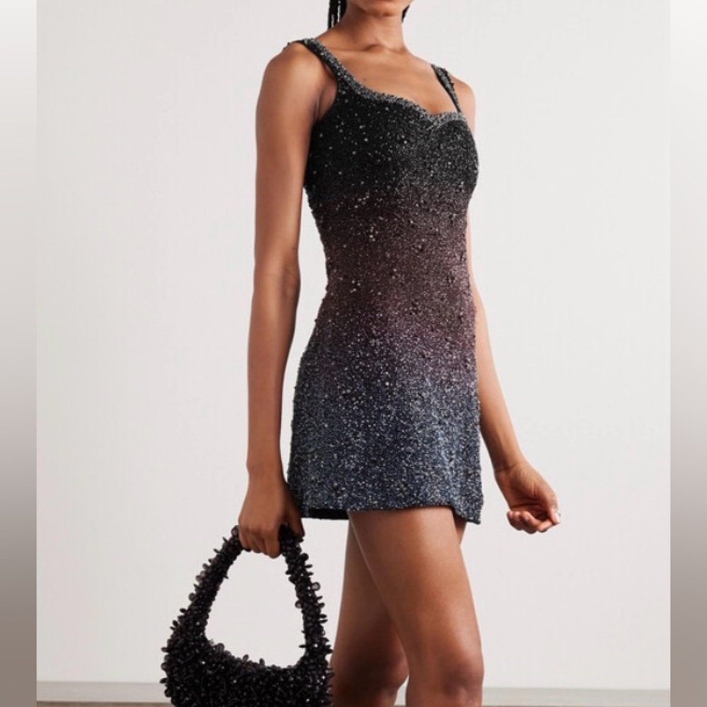 CLIO PEPPIATT Galaxy embellished stretch-mesh mini dress
Midnight blue